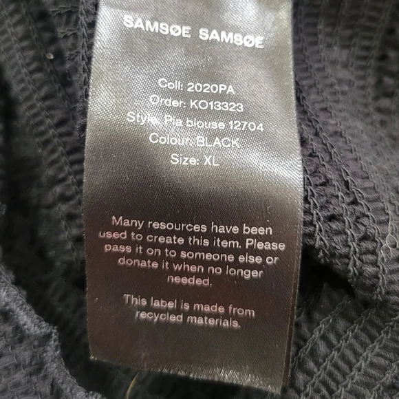 Samsoe Samsoe Black Cotton Puff Sleeve Top w/Smocking | Size Large - Picture 6 of 8